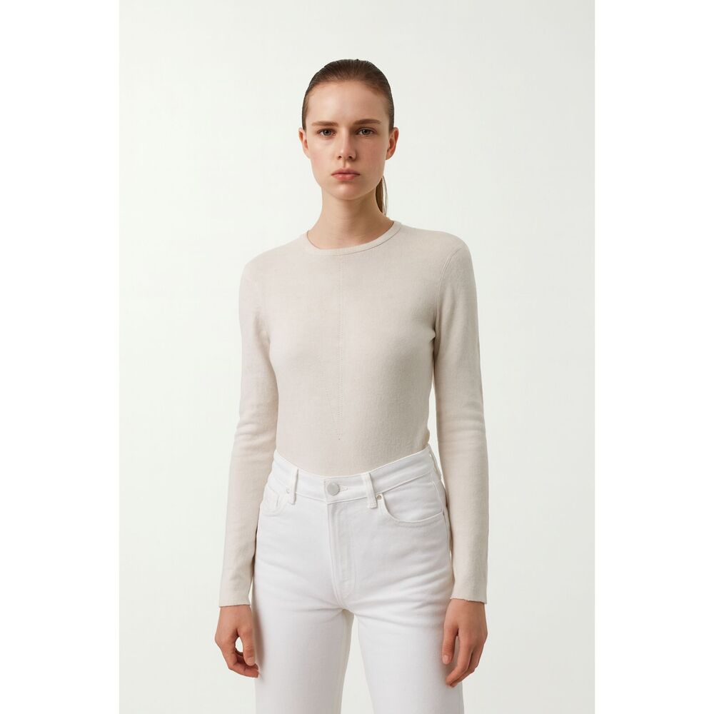 LouLou Studio Cream Cashmere Pullover Bodysuit Sweater Top Women's Size XS